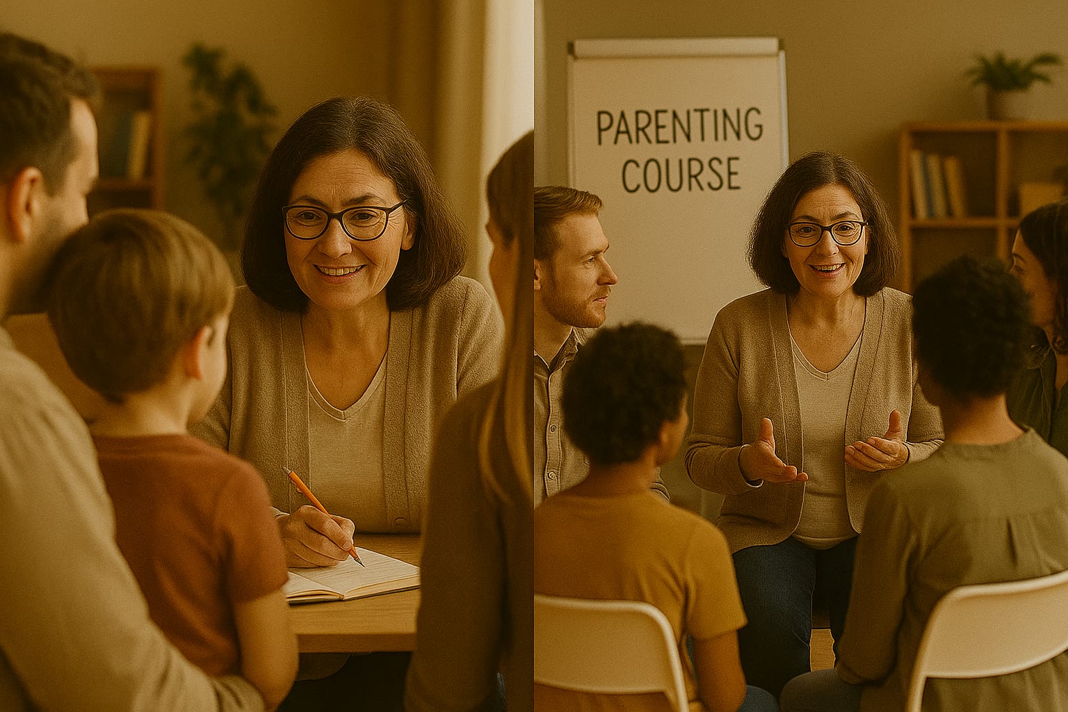 immagine creata con intelligenza artificiale, che rappresenta i corsi e le consulenze offerte ai genitori: corsi e supervisione educativa e pedagogica