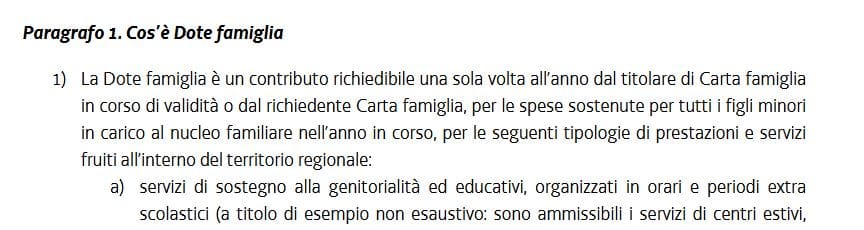 Dote famiglia FVG rimborsi